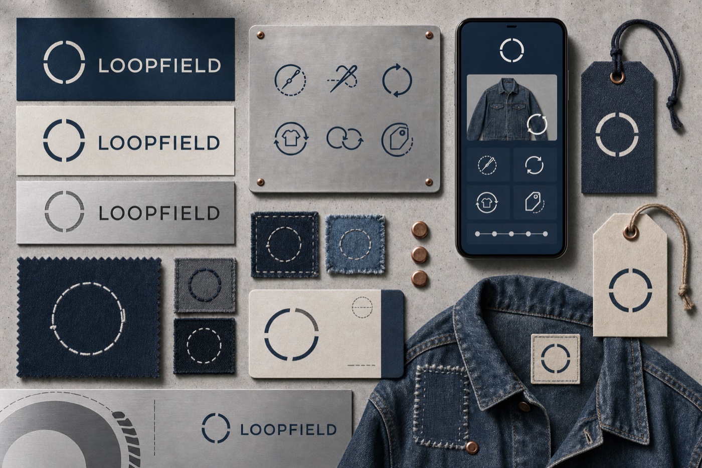 LOOPFIELD garment repair identity, trade-in interface and clothing applications